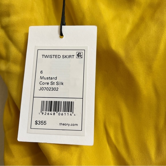 THEORY Twisted Silk MIDI Skirt MUSTARD Size 6 new with tags - Picture 4 of 5